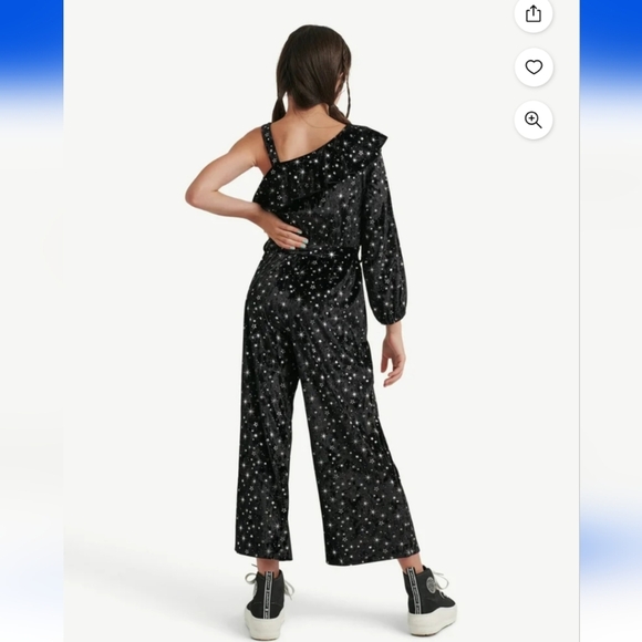 Justice Black One Shoulder Jumpsuit Girls Size 10 - Picture 8 of 8